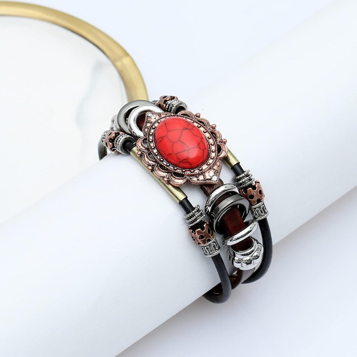 S SUSANN Leather Bracelets for Women Multilayer Bracelets for Women with Genuine Leather Layered Bracelets Boho/Bohemia Style Jewelry for Men and Woman