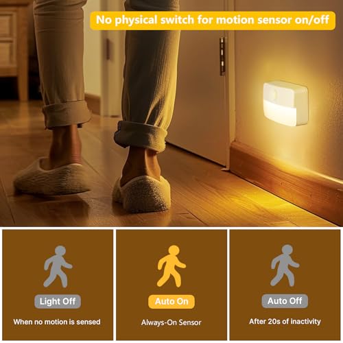 8 Pack Motion Sensor Stair LED Light, Wireless Stick on Anywhere Hallway Lamp, Portable LED Night...