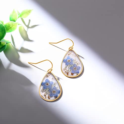 Forget-Me-Not Pressed Flower Earrings | Handmade Drop and Dangle Earrings | Pressed Flower Jewelry | Thanksgiving Christmas birthdays | Gift for Woman