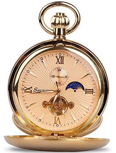 Vintage Copper Train London Design Hand Winding Mechanical Pocket Watc