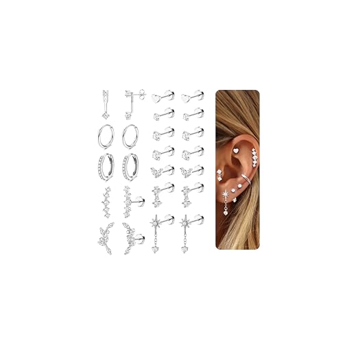 LOLIAS Hypoallergenic Flat Back Earrings-Cartilage Earring Stacks-Surgical Steel Earrings