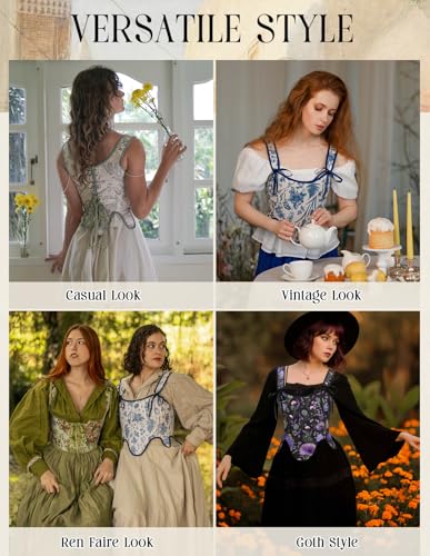 Renaissance Floral Lace-Up Bustier with Zipper