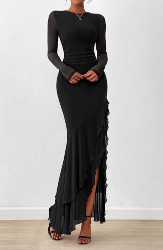 BTFBM Women's Maxi Dresses Fall 2026 Long Sleeve Wedding Guest Dress