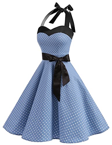 Vintage Swing Dress - Halter Neck - 1950s Rockabilly Pin-Up Style