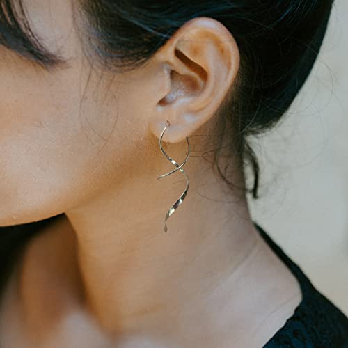 Hand-Bent Spiral Threader Dangle Earrings