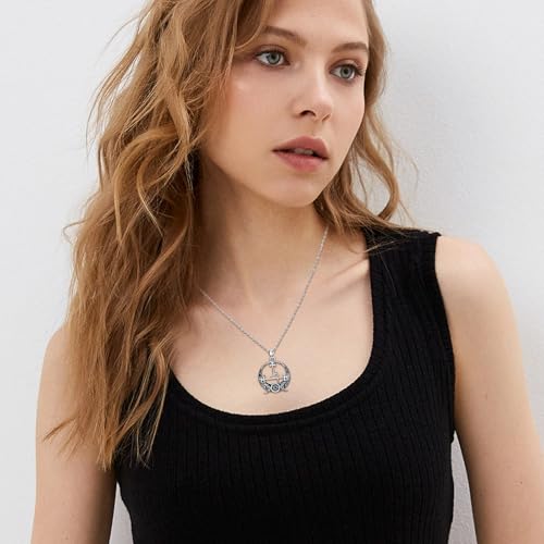 Sterling Silver Pentagram Necklace Triple Moon