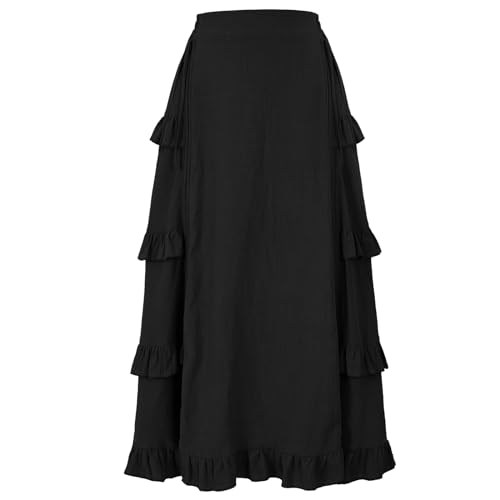 Women's Renaissance Skirt Pirate High-Low Ruffle Maxi Skirts