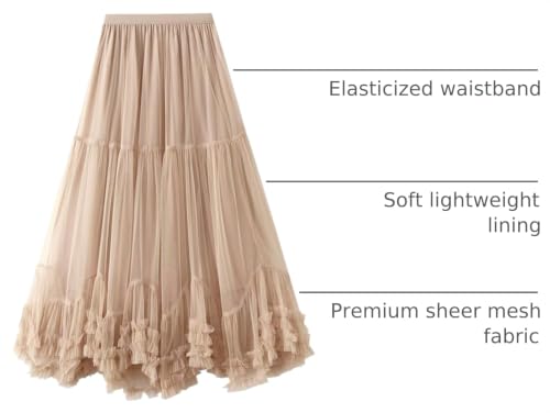 Women's Maxi Tulle Skirts Long Layered Mesh Tiered Fairy Skirt