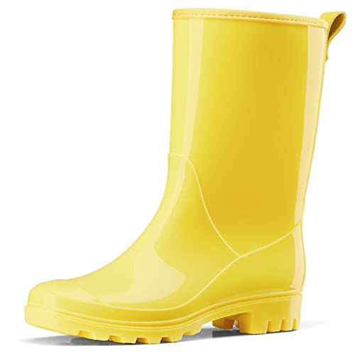 Mid Calf Rain Boots, Waterproof Shoes Glossy Rubber Pvc Main image