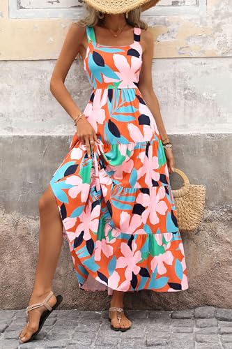 PRETTYGARDEN Womens 2026 Summer Dresses Fashion Clothing Floral Maxi Dress Ruffle Long Flowy Boho Beach Vacation Sundresses