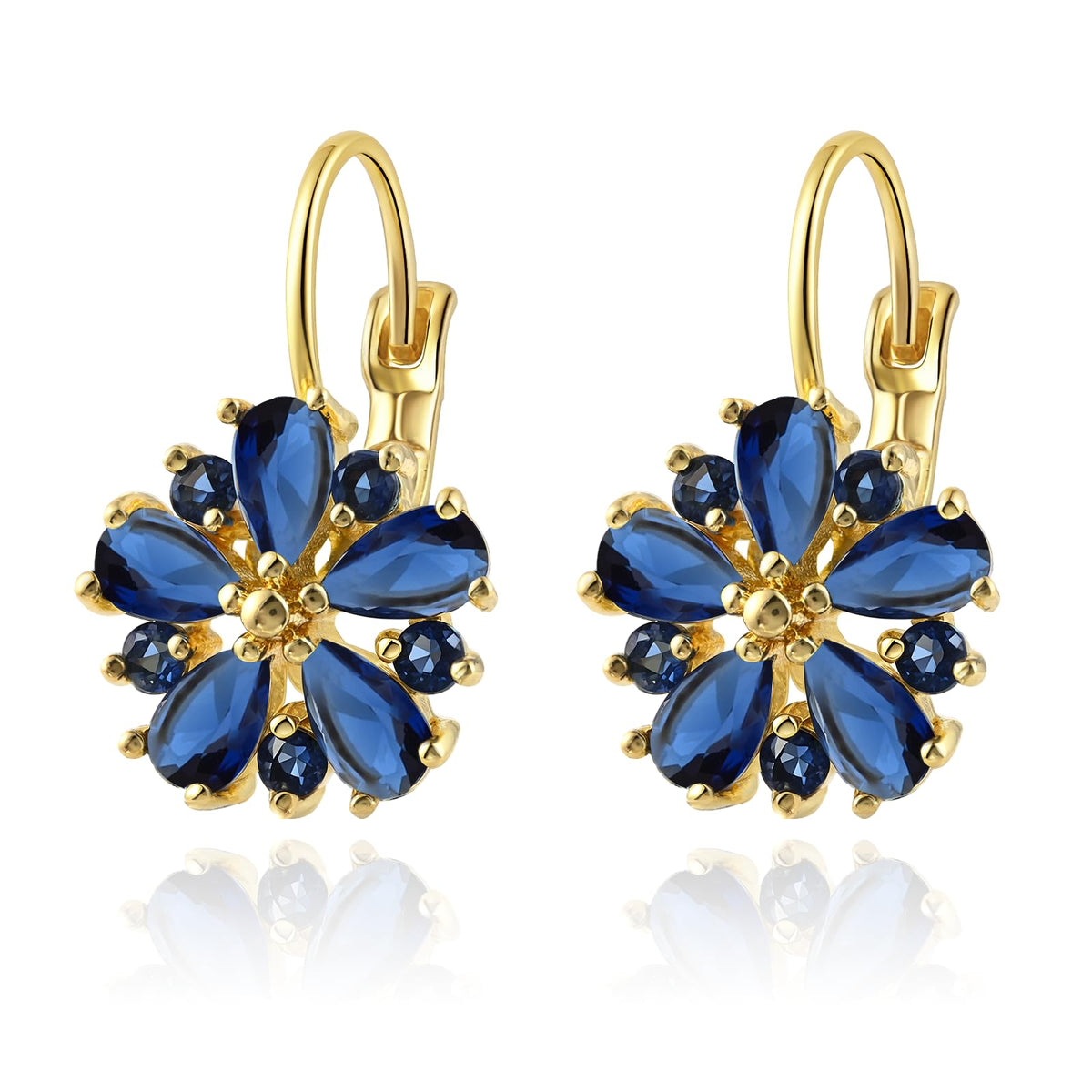 Vintage 14K Gold Plated Flower Birthstone Earrings
