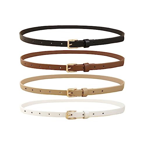 4 Pack Women Skinny Belts For Jeans Dress Thin Waist Belt For Ladies