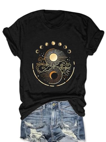 Women Mystical Moon and Sun Shirt Vintage Celestial Moon Top
