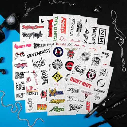 100Pcs Classic Rock Stickers — Rockabilly Guitar & Music Emblems