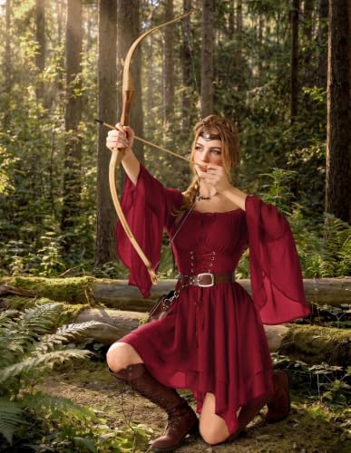 Scarlet Darkness Renaissance Costume Women Chiffon Corset Pirate Mini Dress