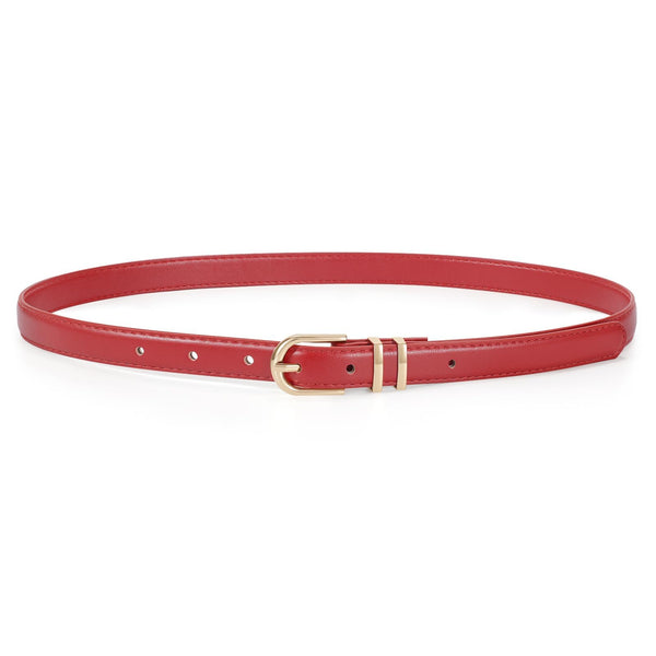 Womens Skinny Leather Belt Ladies Thin Faux Leather Belt With