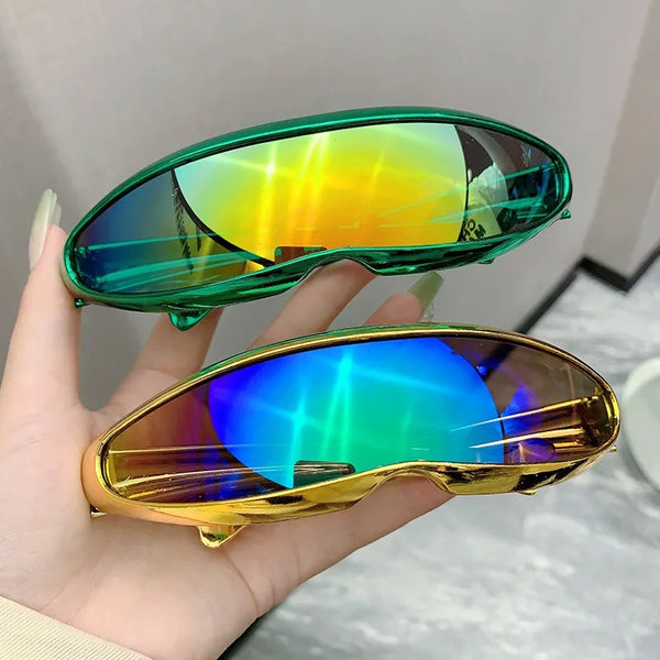 Electroplated One-Piece Futuristic Rave Goggles