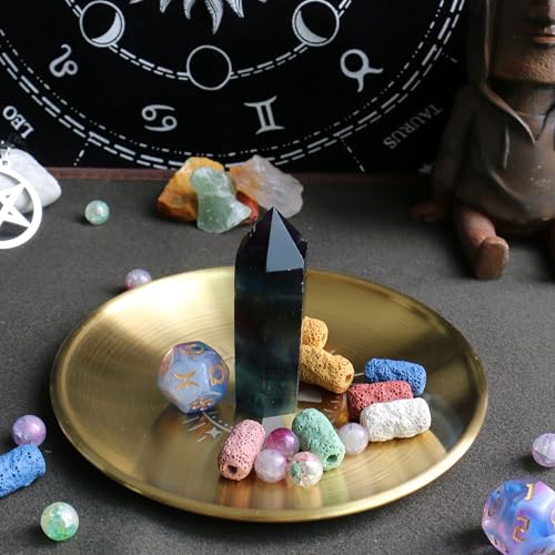Offering Bowl Prayer Ritual Plate Great for Wicca, Altar use, Ritual use, Incense Burner, smudging Bowl, Decoration (Golden Triple Moon)