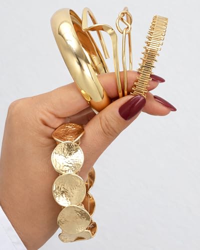Gold Bangle Bracelets for Women, Dainty Knot 14K Gold Plated Multi Layer Bangle Cuffs, Personalized Boho Chunky Bracelets for Women Jewelrys Set Gifts