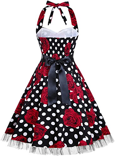 Women's Vintage Polka Dot Halter Dress