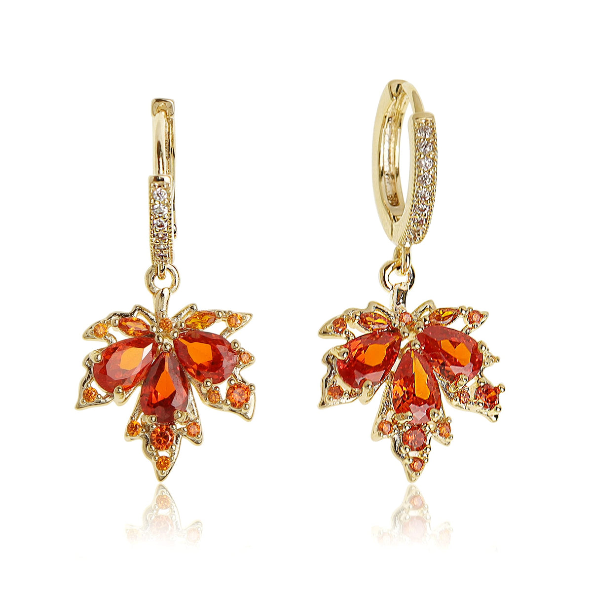 Gold Silver Small Hoop Dangle Earrings for Women, Trendy Dainty Rhinestone CZ Dangling Prom Wedding Leaf Flower Snowflake Butterfly Starfish Fashion Jewelry Gift