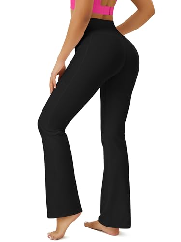 Fohofo Yoga Pants Women With Pockets Crossover High Waisted Bootcut