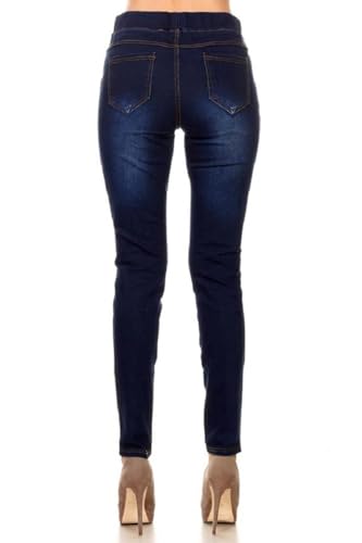 Women’s Stretch Denim Pull On Jeans With Pockets – Ripped