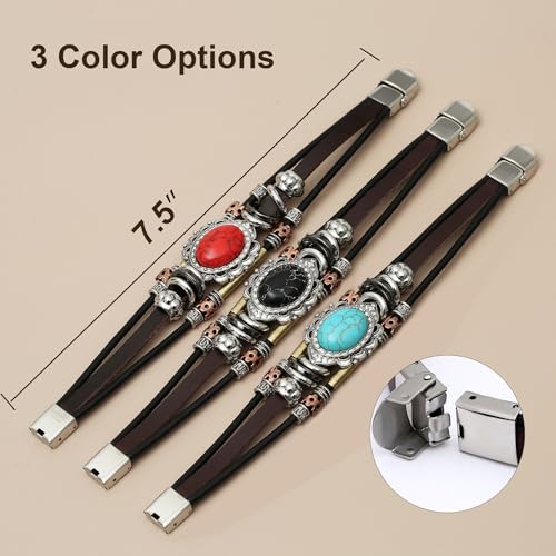 S SUSANN Leather Bracelets for Women Multilayer Bracelets for Women with Genuine Leather Layered Bracelets Boho/Bohemia Style Jewelry for Men and Woman