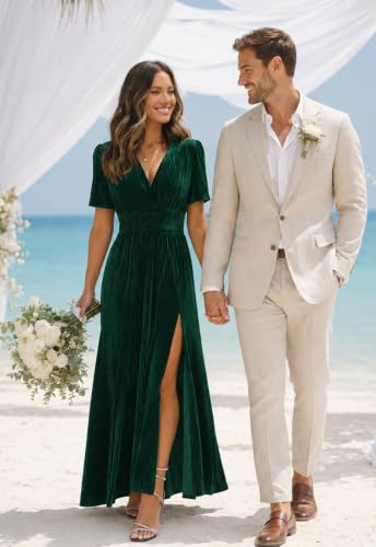 Women's Velvet Maxi Dress Formal Dresses for Wedding Guest Dress