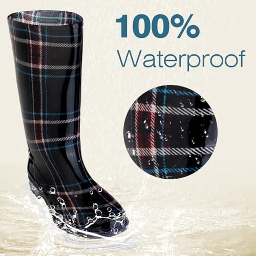 Tall Rain Boots For Women, Knee High Waterproof Slip On