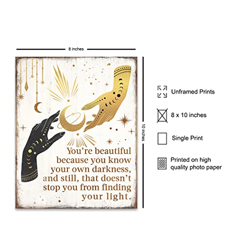 Boho Witchcraft Wall Art - Gothic Witchy Room Decor - Inspirational Positive Quotes for Women - Encouraging Gifts - Shabby chic Celestial Wicca Wiccan Witch Motivational poster - Pagan Supplies