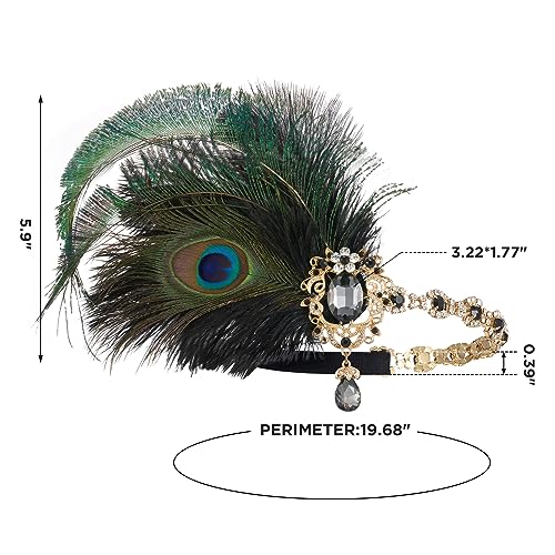 YESSA 1920s Peacock Dresses for Women,Flapper Gatsby Dress with Headband