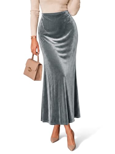 Cicy Bell Womens Velvet Maxi Skirt Fall High Waisted A-Line Long Skirts Main image