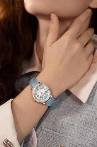 GOLDEN MAPLE Dainty Watches for Women, Mother-of-Pearl Dial and Swiss