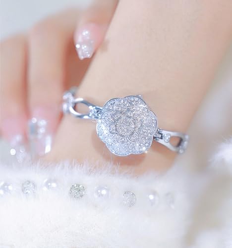 ADSBIAOYE Elegant Women's Watch Flower-Shaped Diamond flip Fashion Lux