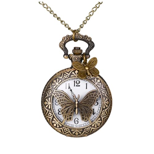 Hollow Butterfly Pocket Watches: Bronze Vintage Retro Analog Quartz Wa Main image