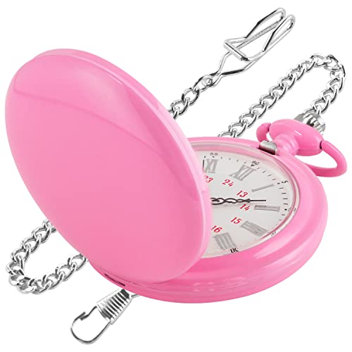 Smooth Cover Quartz Pocket Watch, Fashionable Roman Digital White Dial