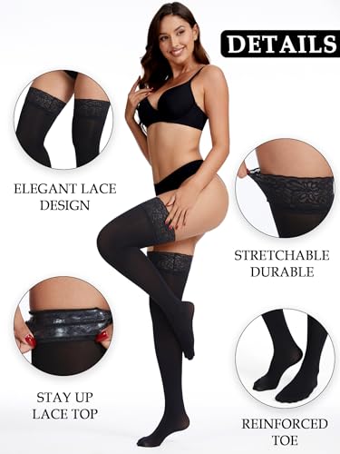 Rip-Resistant 60D Silicone Lace Top Thigh Highs