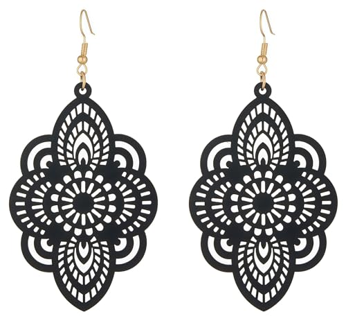 Black Filigree Hollow Lace Drop Earrings Main image
