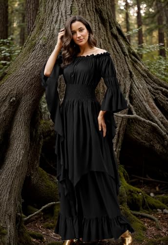GOLDSTITCH Women's Victorian Dress Renaissance Medieval Costume Gothic Witch Dress for Women