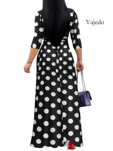 Yajedo Womens Casual Summer Maxi Dress Plus Size Sexy Wrap V Neck 3/4 Sleeve Sundress with Pockets