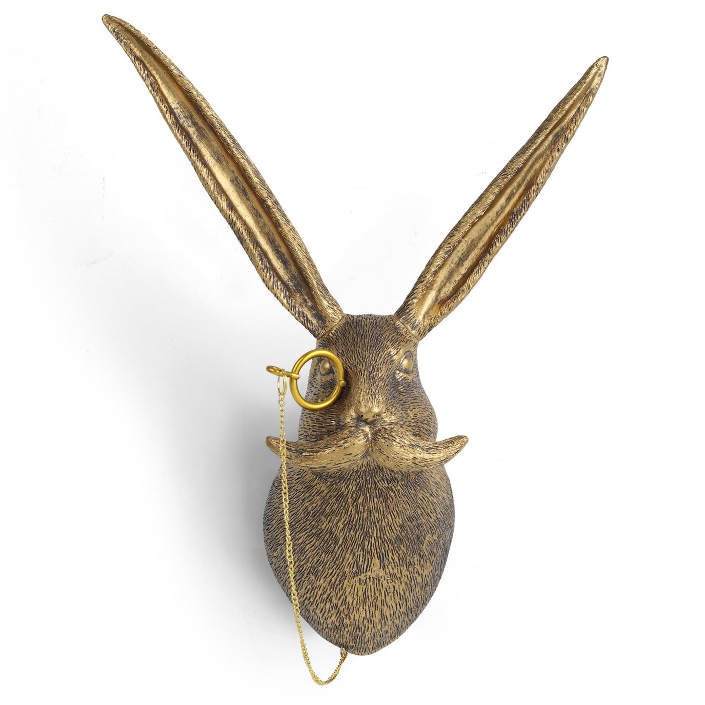 Gold Rabbit Animal Head Wall Sculpture