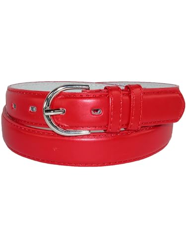 Ctm Women's Leather Dress Belt 1 1/8 Inch Silver Buckle