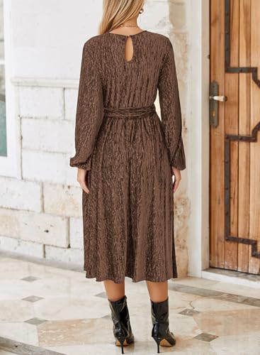 Happy Sailed Women's Velvet Dress Fashion Fall Winter Long Sleeve High Waist A-Line Semi Formal Wedding Guest Dresses