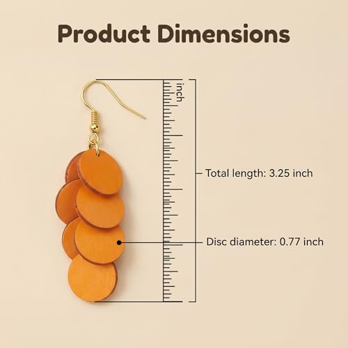 Bohemian Wooden Layered Disc Dangle Earrings, Boho Style Round Drop Earrings for Women, Lightweight Statement Jewelry for Daily Wear & Party