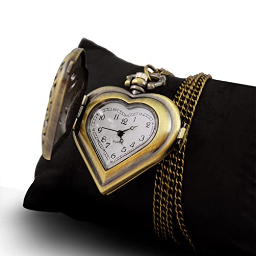 Heart-Shaped Analog Pocket Watch Necklace