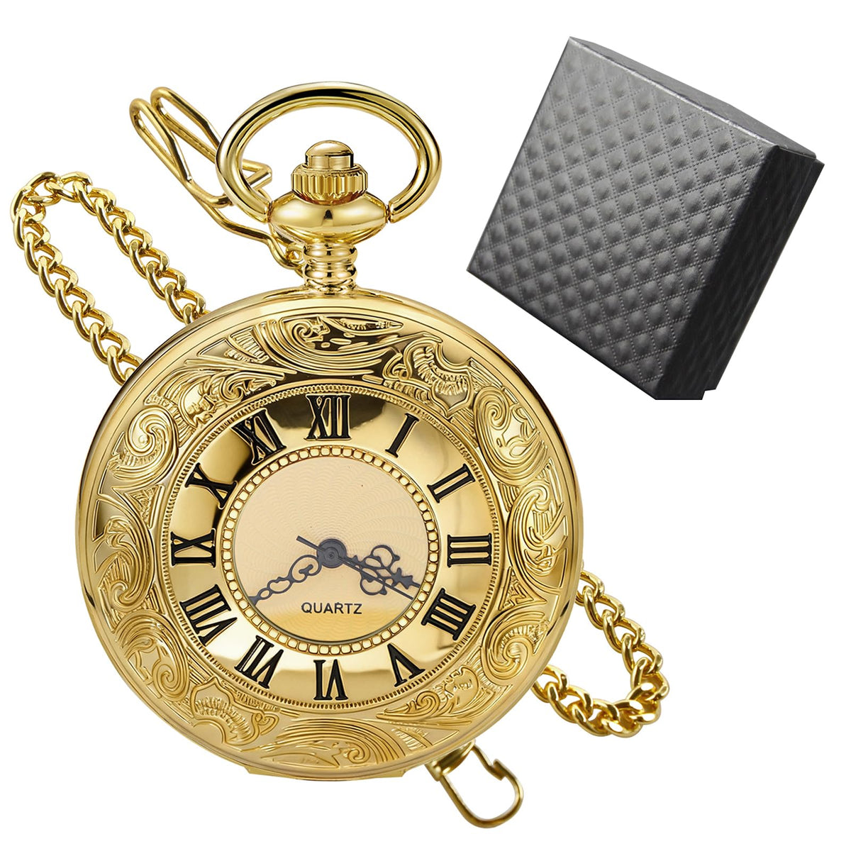 Vintage Pocket Watch Roman Numerals Scale Steampunk Hollowed Out Quart