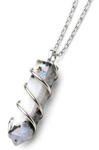 Rainbow Moonstone Healing Crystal Necklace