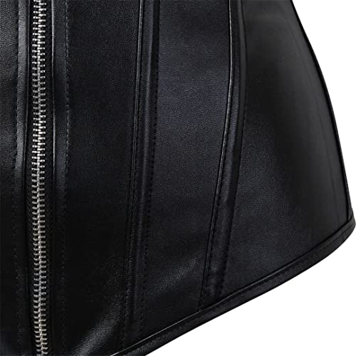 Faux Leather Zipper Steampunk Corset Bustier
