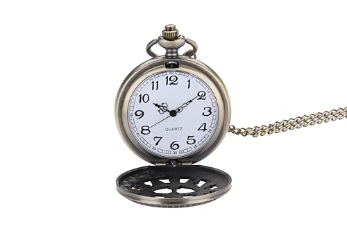 I-MART Retro Antique Bronze Pocket Watch with 31" Lobster Clasp Neckla